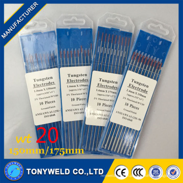 WT-20 2% Thoriated 100% qualidade 1.6 * 150 Tig eletrodo de soldagem de tungstênio
